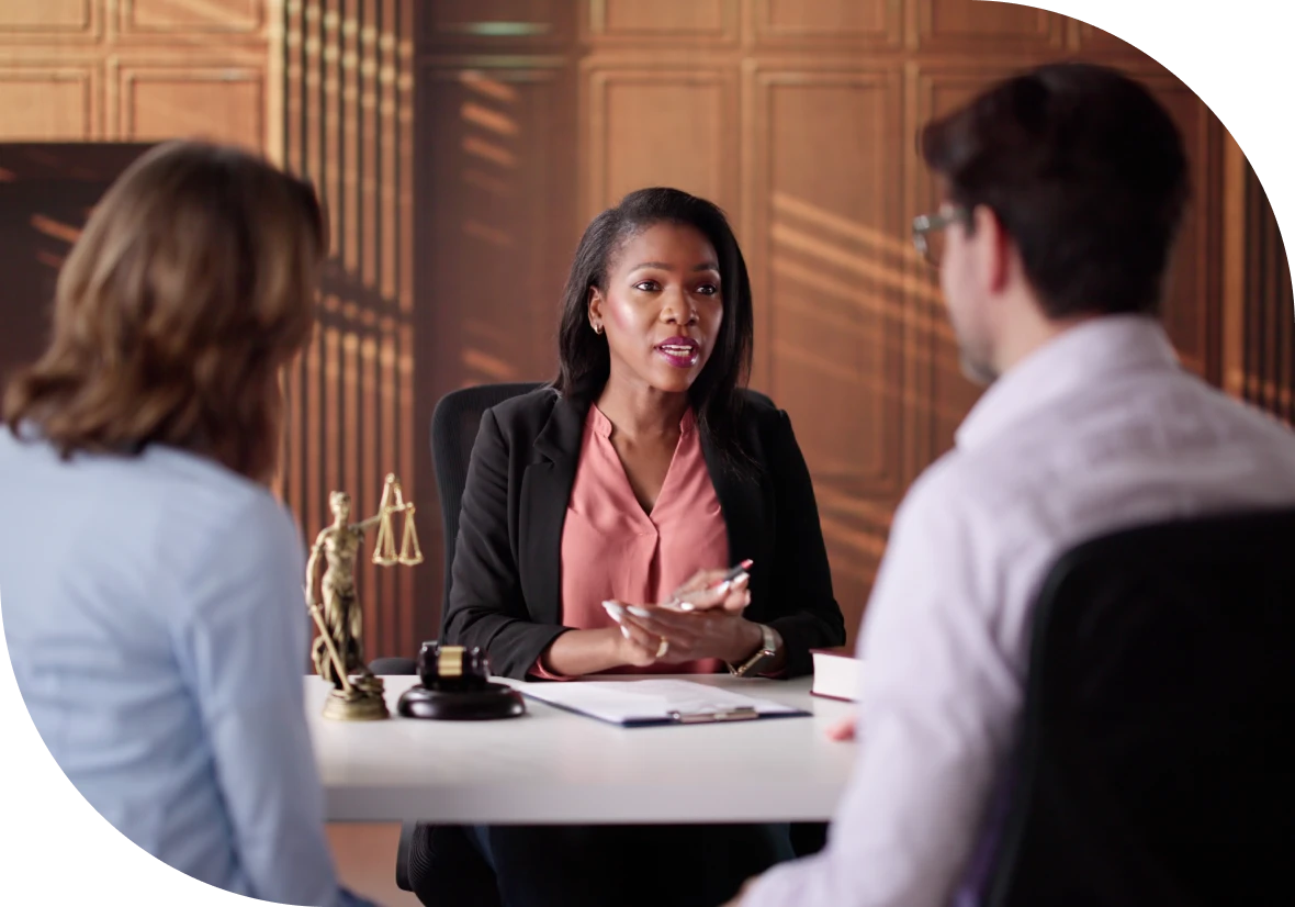 Lawyer consulting couple in office