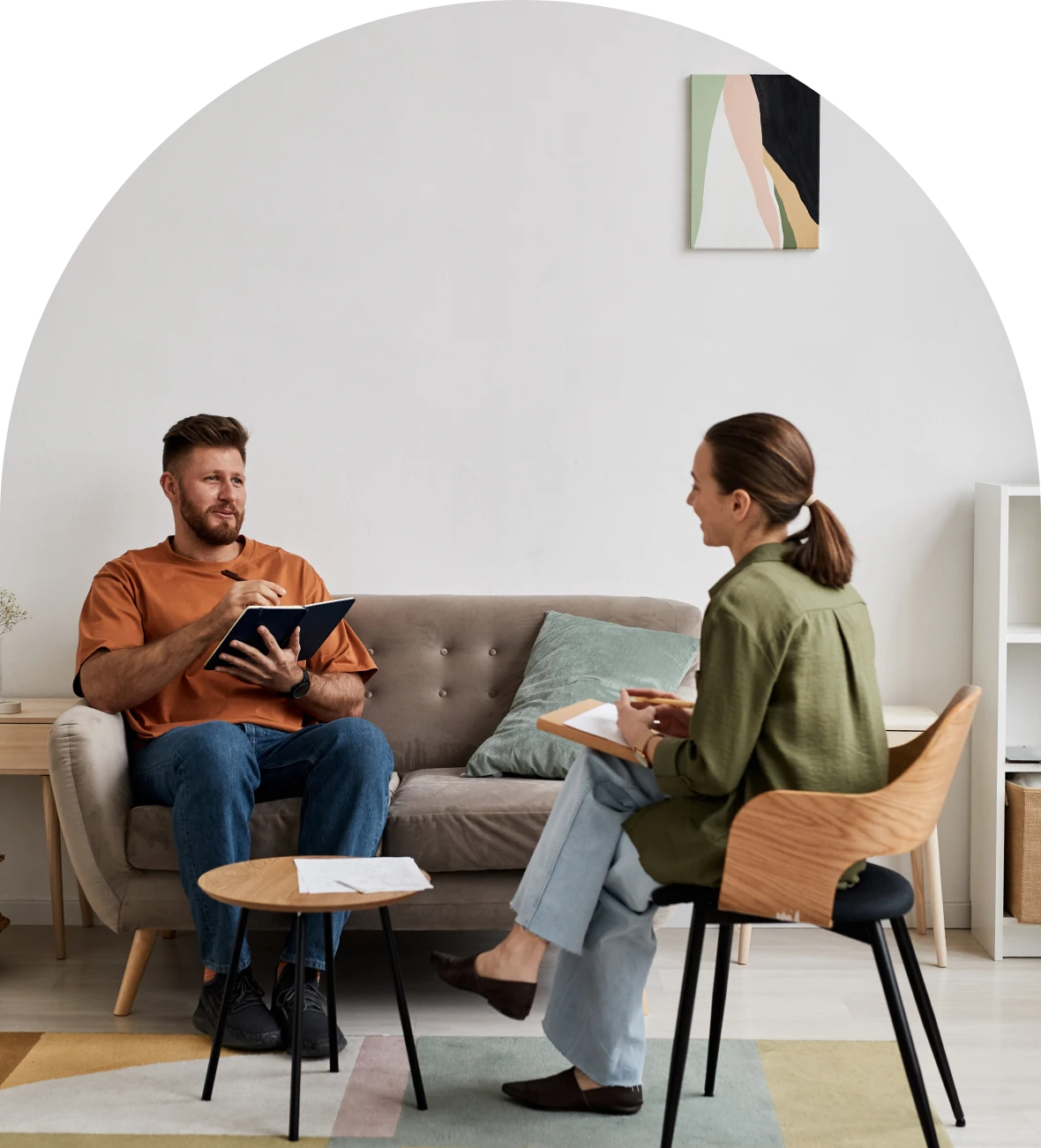 Man and woman in a counseling session.